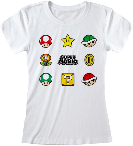 Nintendo Super Mario - Items (Fitted) Damen Shirt White
