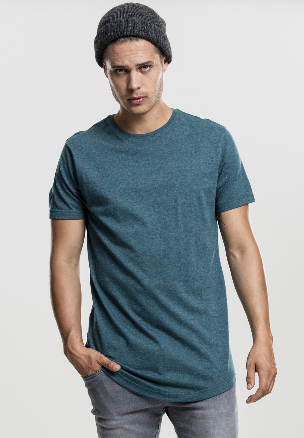 Herren Tee Urban Shaped Melange Classics Charcoal T-Shirt Tops T-Shirts Long Lifestyle / | | |