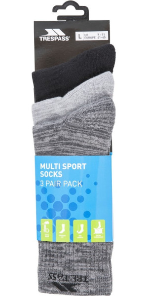 Trespass Socken Jackbarrow - Male 3 Pair Pack Trekking Socks Carbon Melange / Stone Melange / Black