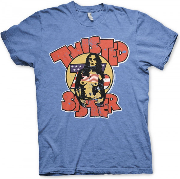 Twisted Sister Topless 76' T-Shirt Blue-Heather