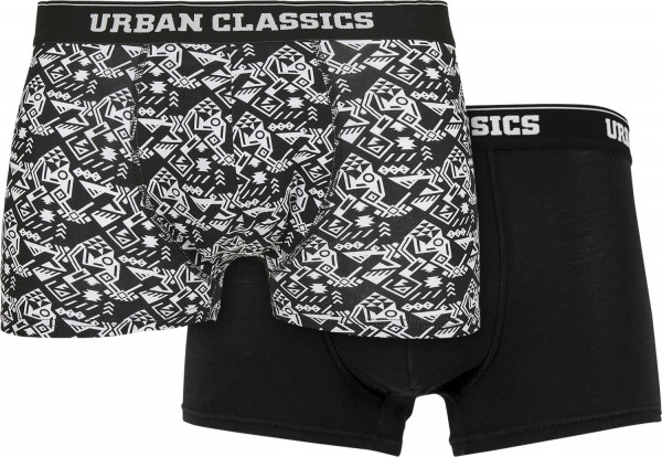 Urban Classics Organic Boxer Shorts 2-Pack Detail AOP/Black