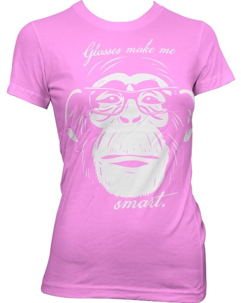 Hybris Glasses Makes Me Smart Girly Tee Damen T-Shirt Pink
