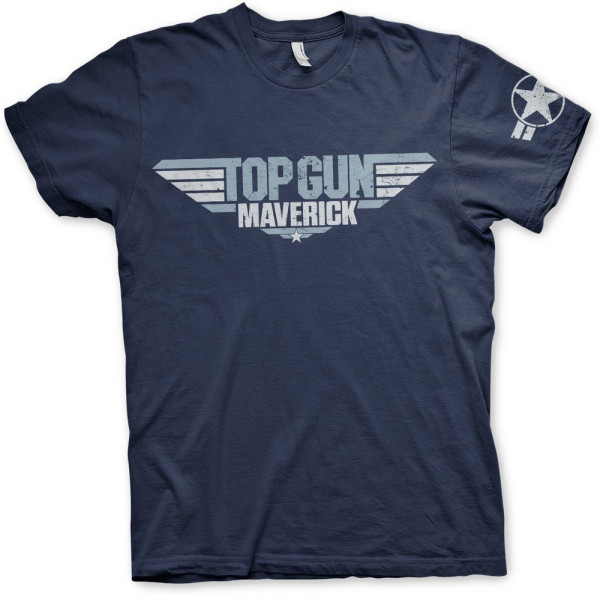 Top Gun Maverick Distressed Logo T-Shirt Navy