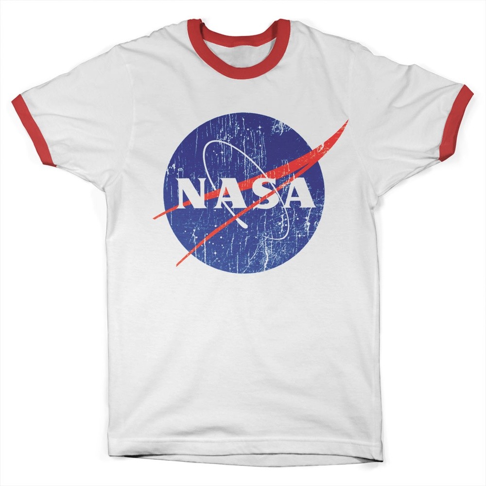 NASA Washed Insignia Ringer Tee T-Shirt Weiß-Rot - Herren / Unisex
