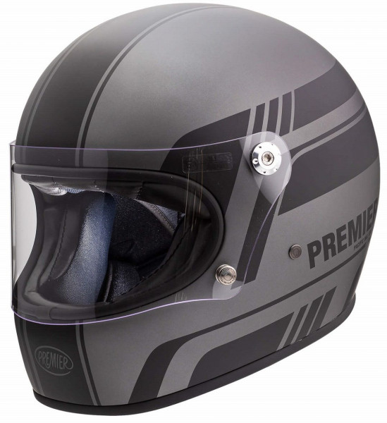 Premier Retro Integralhelm Trophy BL17 BM Grey/Black Matt