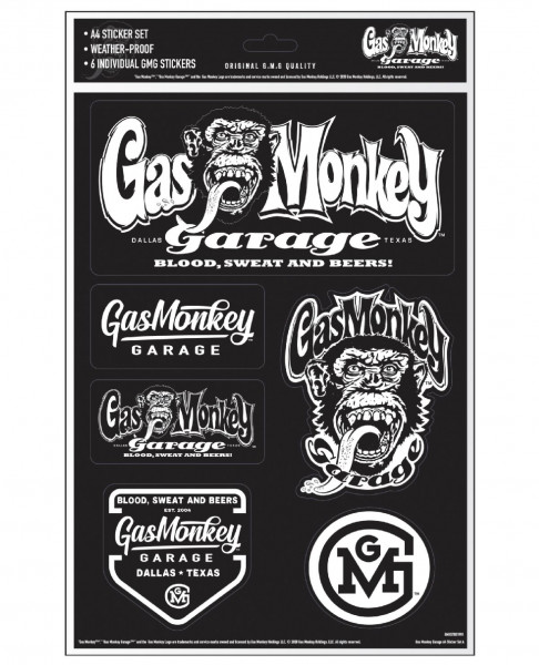 Gas Monkey Garage Sticker GMG A4 Sticker Set A