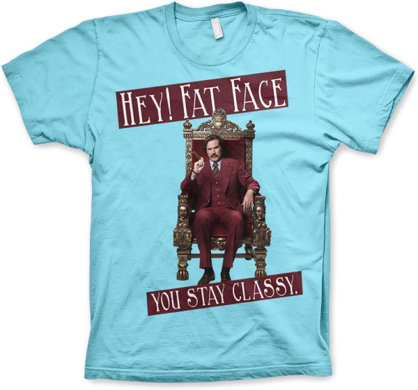 Anchorman 2 Hey! Fat Face T-Shirt Skyblue