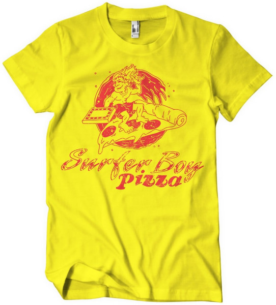Stranger Things Surfer Boy Pizza T-Shirt Yellow