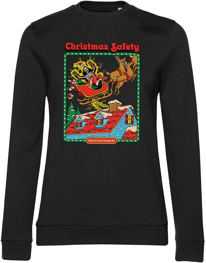 Steven Rhodes Christmas Safety Girly Damen Sweatshirt Schwarz - Damen