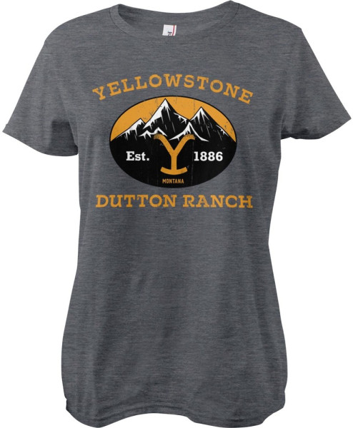 Yellowstone Dutton Ranch Montana Est. 1883 Girly Tee Damen T-Shirt Dark-Heather