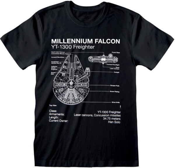 Star Wars - Millenium Falcon Sketch T-Shirt Black