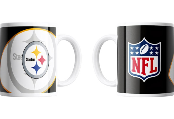 Pittsburgh Steelers Mug Shadow Logo & Shield American Football NFL Schwarz-330 ml