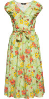 Queen Kerosin Swing Kleid mit tropischem All-Over-Print QKU26002 Mehrfarbig