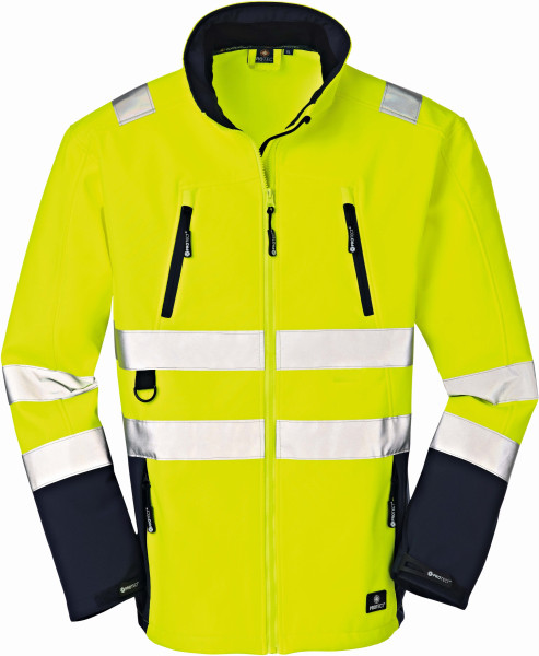 4PROTECT Warn-Wetterschutz-Softshell-Jacke Pittsburgh Leuchtgelb/Navy