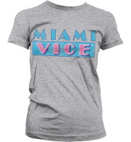 Preview: Miami Vice Distressed Logo Girly T-Shirt Damen Heather-Grey Preview: Miami Vice Distressed Logo Girly T-Shirt Damen Heather-Grey