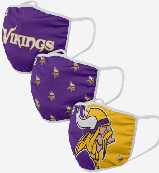 Minnesota Vikings 3er-Pack Gesichtsmasken American Football NFL Lila