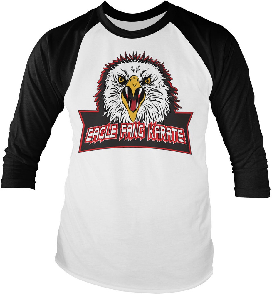 Cobra Kai Eagle Fang Karate Baseball Long Sleeve Tee Longsleeve Weiß-Schwarz - Herren / Unisex