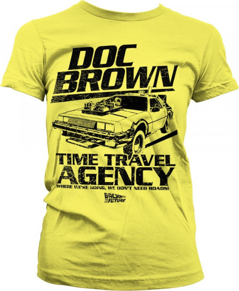 Back to the Future Doc Brown Time Travel Agency Girly Tee Damen T-Shirt Yellow