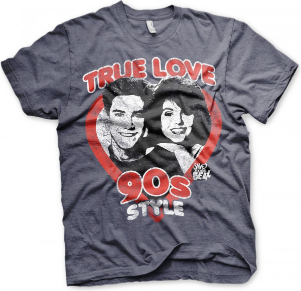 Saved By The Bell True Love 90's Style T-Shirt Navy-Heather