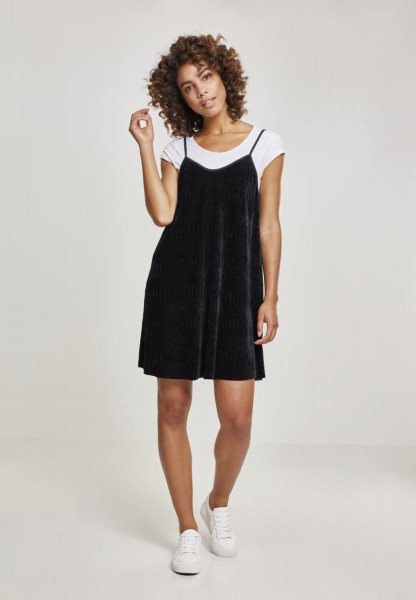 Urban Classics Kleid Ladies Velvet Slip Dress Beige