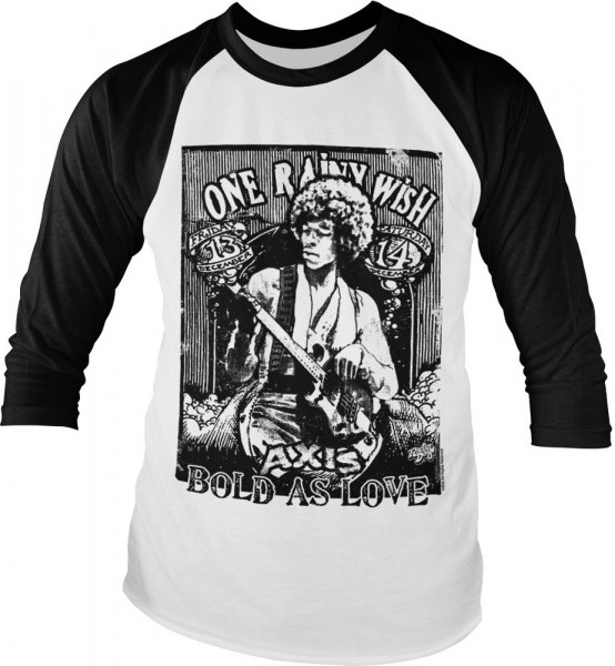 Jimi Hendrix Bold As Love Baseball Longsleeve Tee White-Black