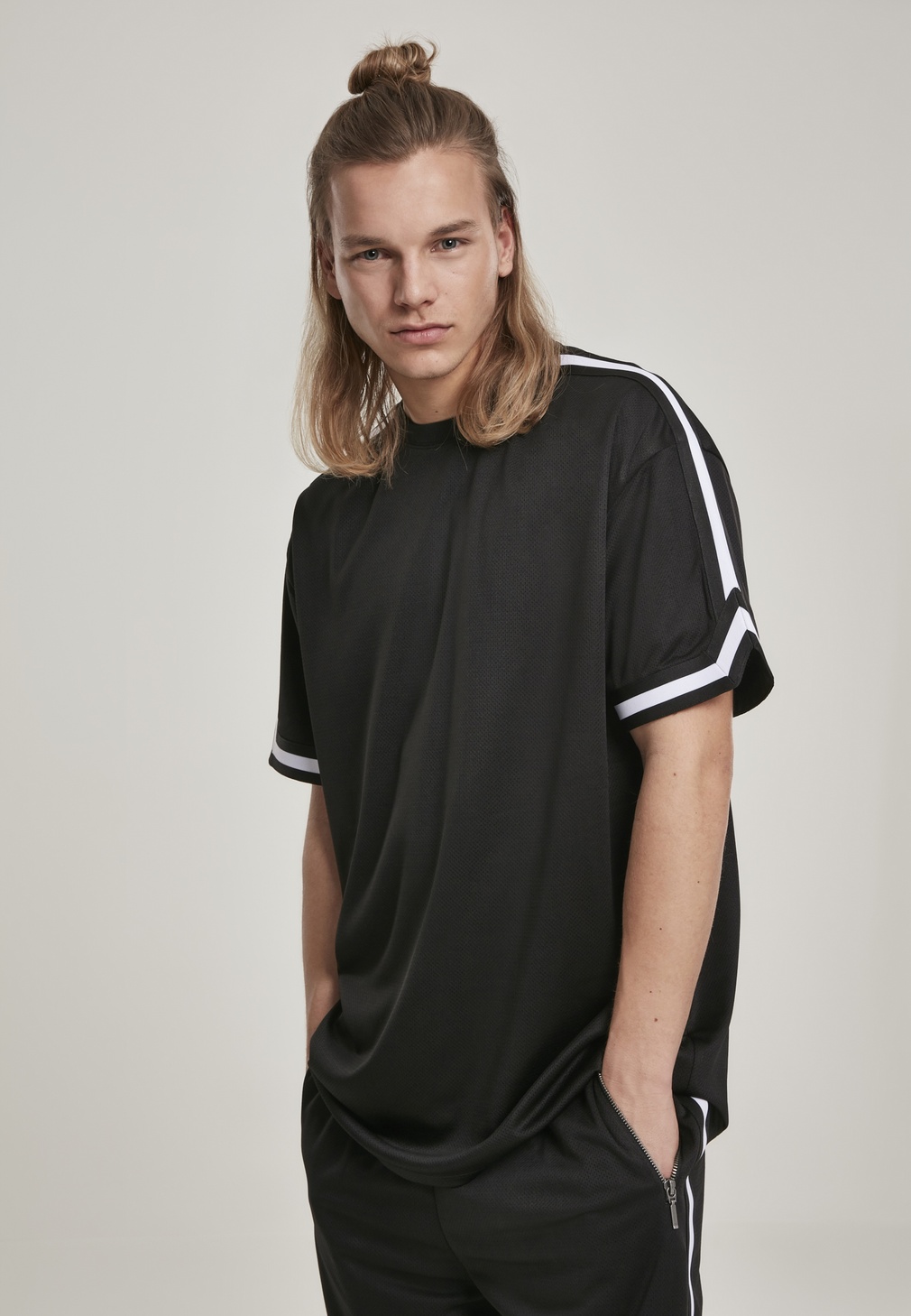 Urban Classics T-Shirt Oversized Stripes Mesh Tee Schwarz - Herren / Unisex