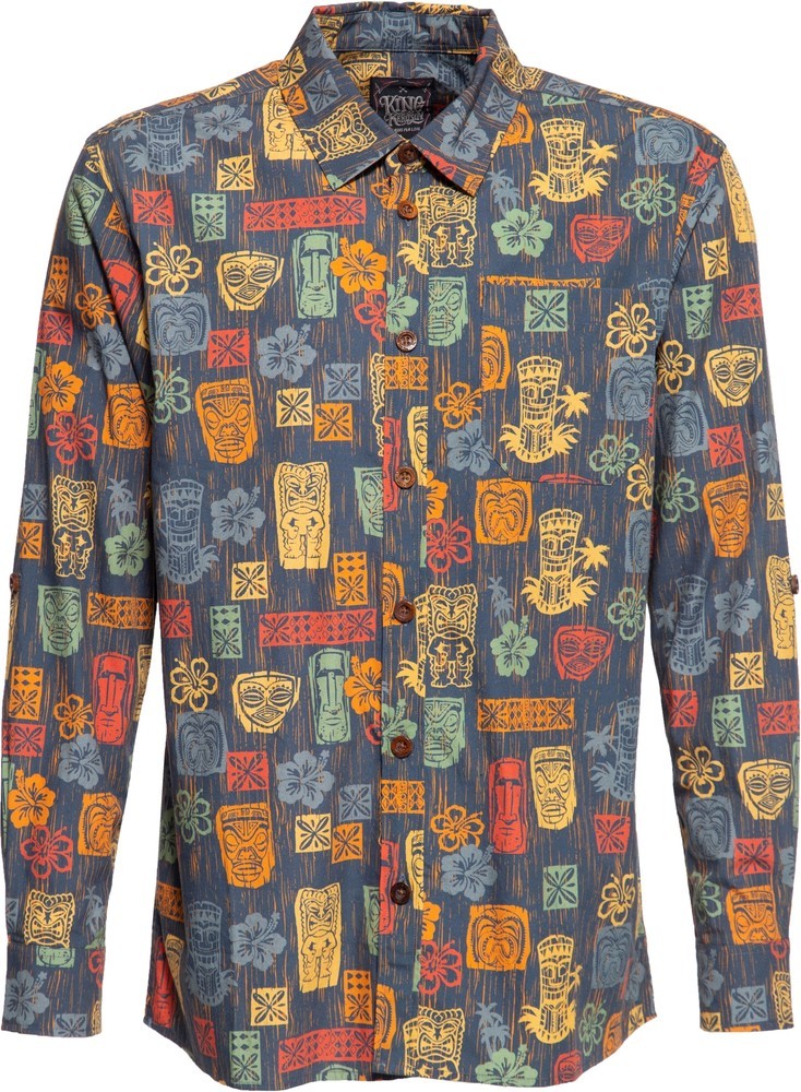 King Kerosin Tiki's Allover Printed Hemd Mehrfarbig - Herren / Unisex