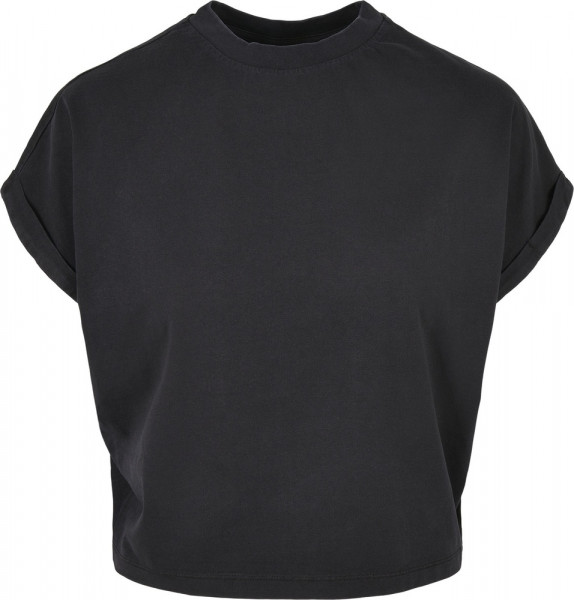 Urban Classics Damen T-Shirt Ladies Short Pigment Dye Cut On Sleeve Tee Black