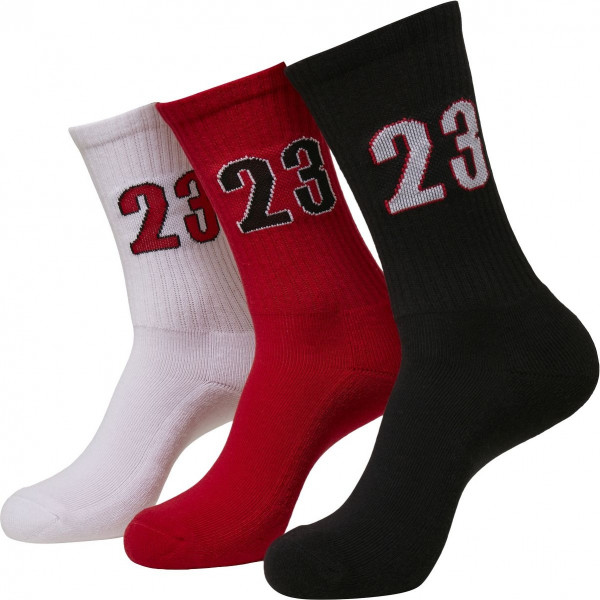 Mister Tee 23 Socks 3-Pack White/Black/Red
