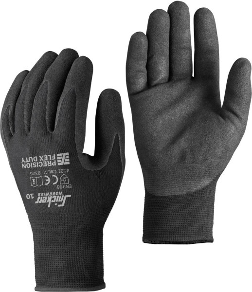 Snickers Arbeitshandschuhe Präzisions Flex Duty Handschuhe (10 Paar) Schwarz
