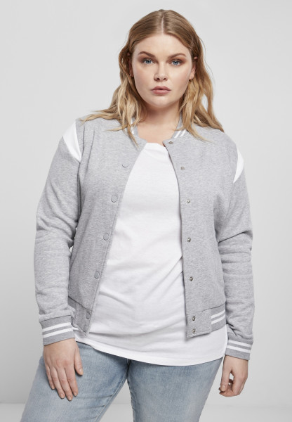 Urban Classics Damen Jacke Ladies Organic Inset College Sweat Jacket Grey/White