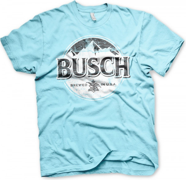 Busch Beer BW Washed Logo T-Shirt Skyblue