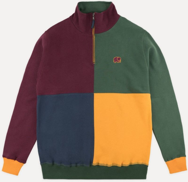 Trendsplant Sweater Color Block Half Zip Sweater "Harlequin"
