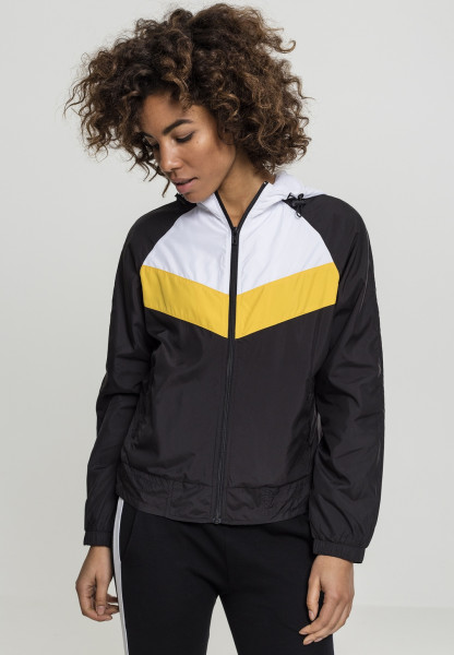 Urban Classics Damen Leichte Jacke Ladies 3-Tone Windbreaker Black/White/Chromeyellow