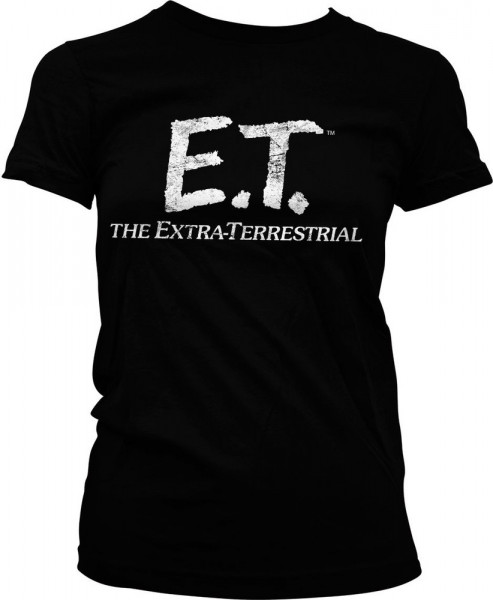E.T. Extra-Terrestrial Distressed Logo Girly Tee Damen T-Shirt Black