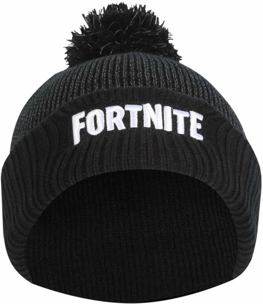 Fortnite - Reflective Text Logo (Girls Pom Beanie) Mädchen Kinder Mütze Black