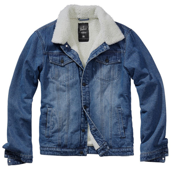 Brandit Jacke Sherpa Demin Jacket in Denim Blue-Off White
