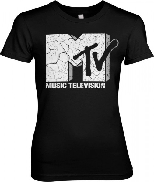 MTV Cracked Logo Girly Tee Damen T-Shirt Black