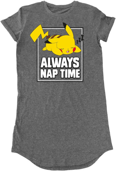Pokémon Pokemon - Always Nap Time (T-Shirt Dress) Damen Kleid Dark Heather Grey