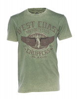 WCC West Coast Choppers T-Shirt Wings Logo Retro Green