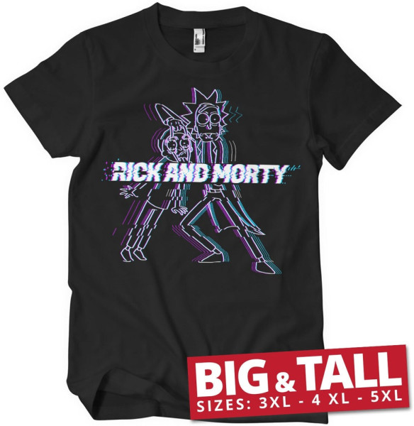 Rick And Morty Glitch Big & Tall T-Shirt Black
