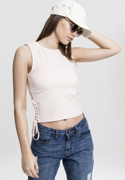 Urban Classics Female Shirt Ladies Lace Up Cropped Top Pink