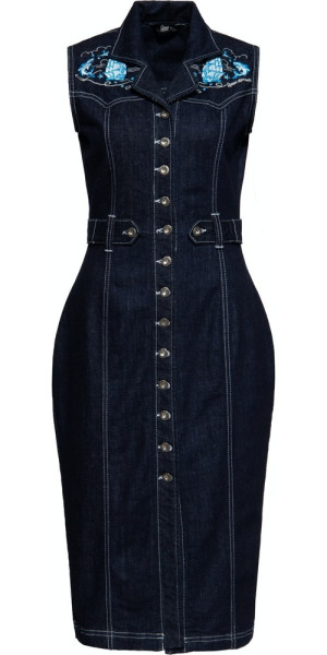 Queen Kerosin Damen Denim Bleistiftkleid Denim