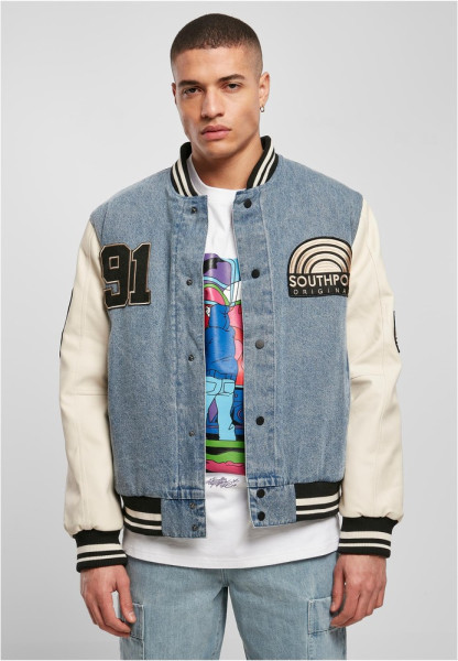 Southpole Jacke Denim College Jacket Retro Midblue Washed