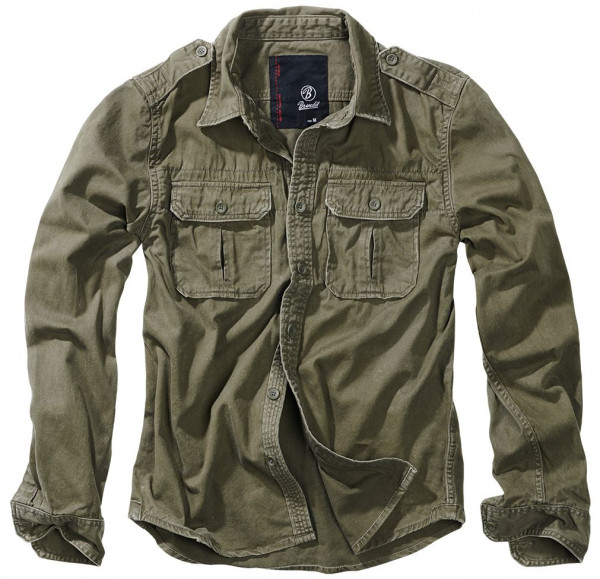 Brandit Hemd Vintage Shirt Longsleeve in Olive