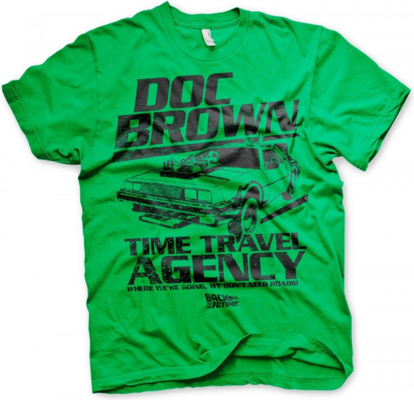 Back to the Future Doc Brown Time Travel Agency T-Shirt Green