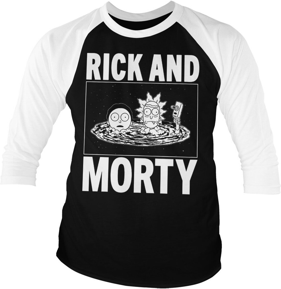 Rick And Morty Baseball 3/4 Sleeve Tee Longsleeve Weiß-Schwarz - Herren / Unisex