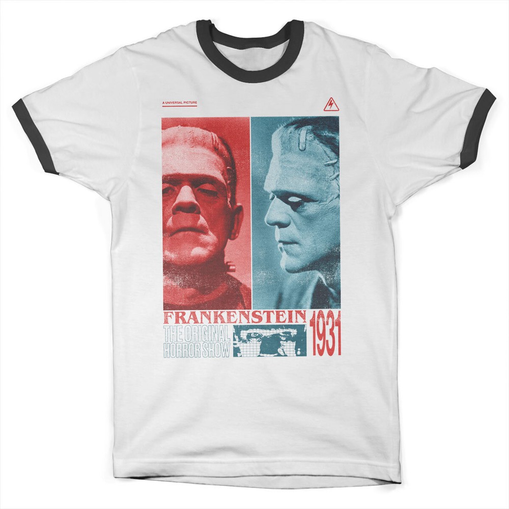 Universal Monsters Frankenstein Horror Show Ringer Tee Weiß-Schwarz - Herren / Unisex