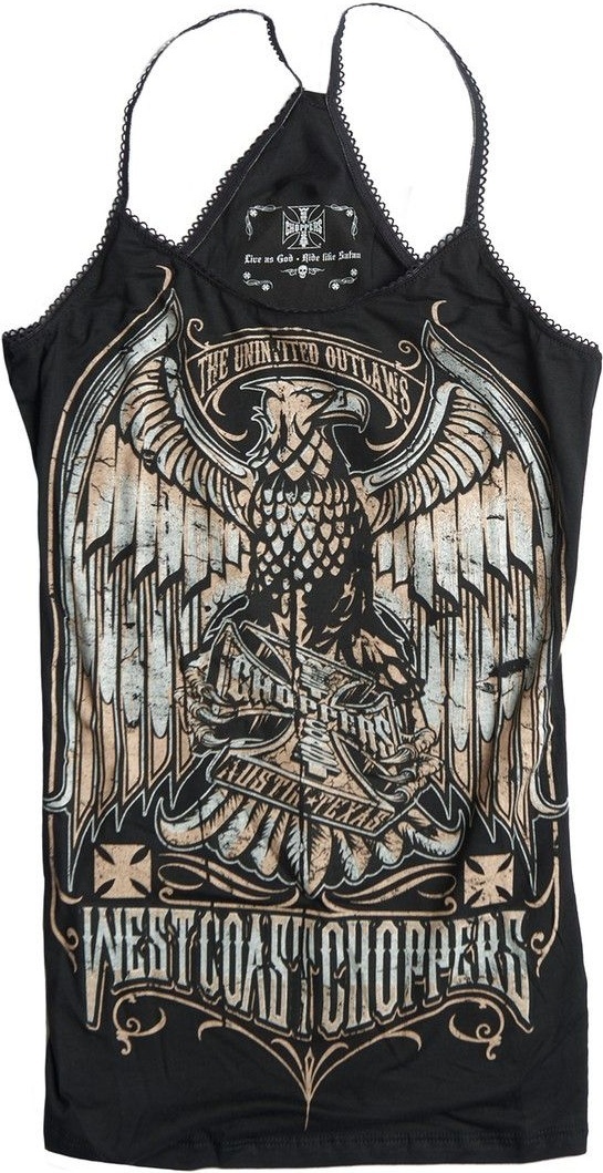 WCC West Coast Choppers Damen Shirt Top Eagle Crest Praga Schwarz - Damen