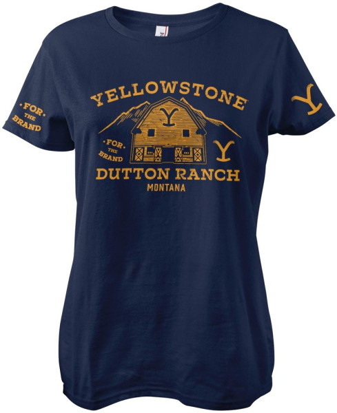 Yellowstone Barn Girly Tee Damen T-Shirt Navy